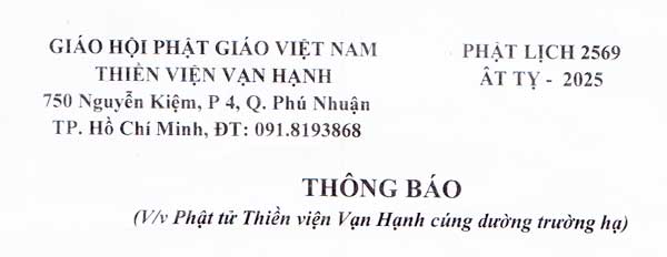Thông báo Cúng dường trường Hạ